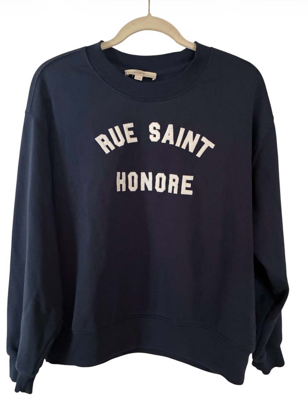 Like new Loft Parisian Sweatshirt Navy "Rue Saint Honore" Pullover Sz S - Picture 2 of 12